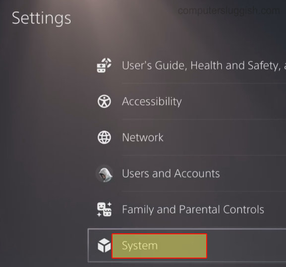 Settings and System option