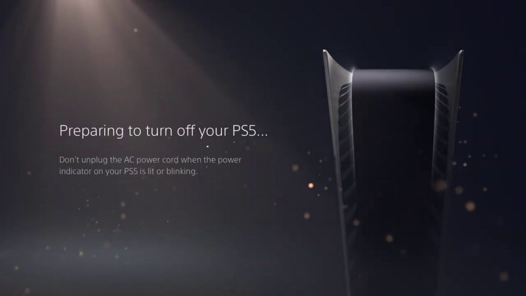 Preparing to turn off the PlayStation 5