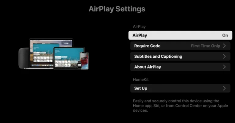 Turn on the AirPlay feature