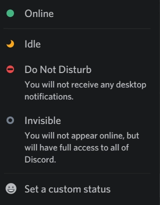 Status available on Discord