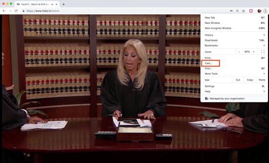 Cast option on Chrome browser