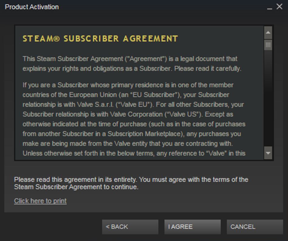 How to Redeem Steam Code; Select I Agree