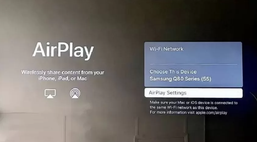 Airplay Settings on Samsung TV