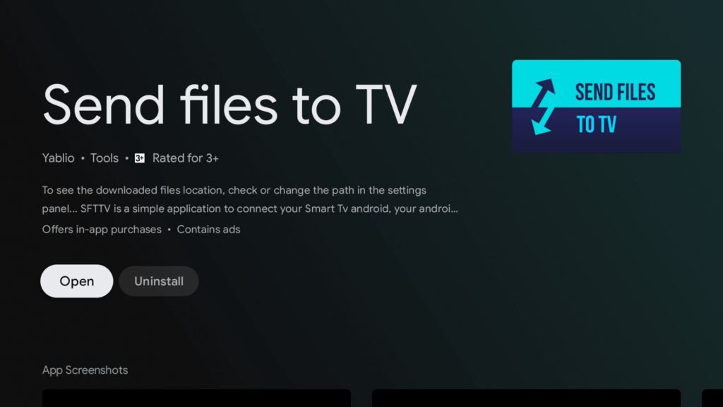 Open Send Files to TV app