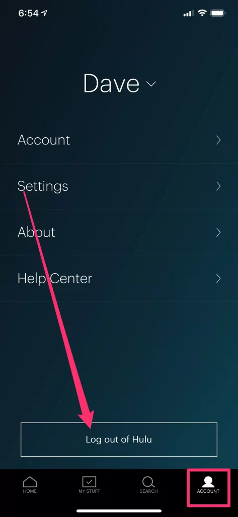 Log Out of Hulu