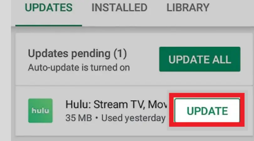 Hulu Black Screen: Update the app