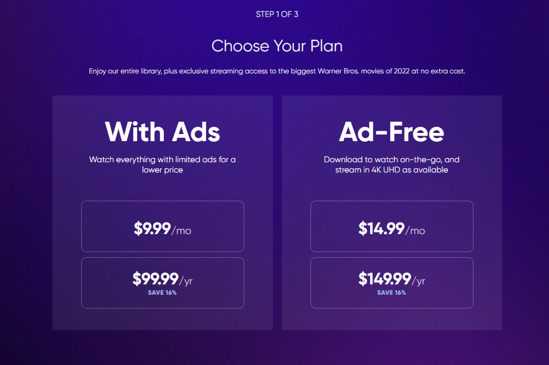 Select the premium plan