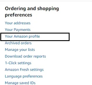 select Your Amazon Profile.