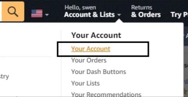 Amazon profile link - Select  Accounts & Lists