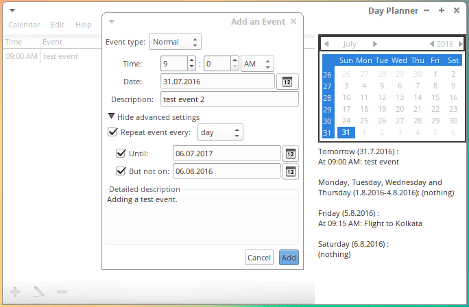 Calendar App for Linux - Day Planner