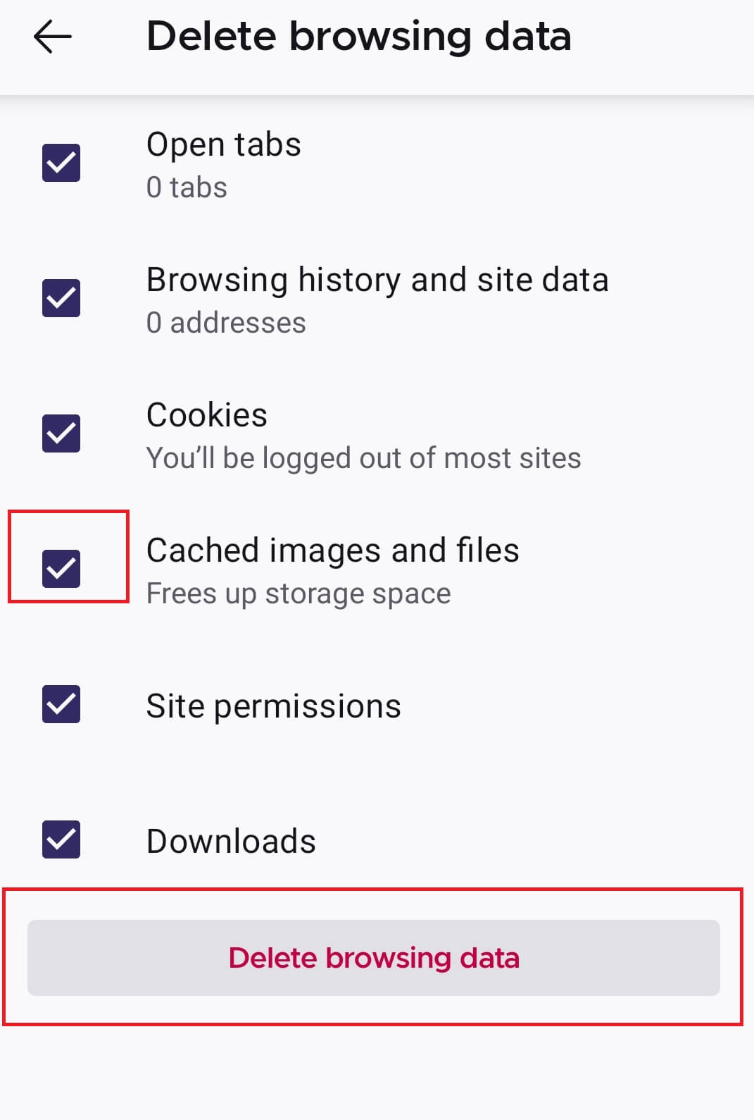 Clear Firefox Browser Cache on Android