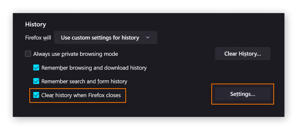 Clear Firefox Cache- Select Settings 