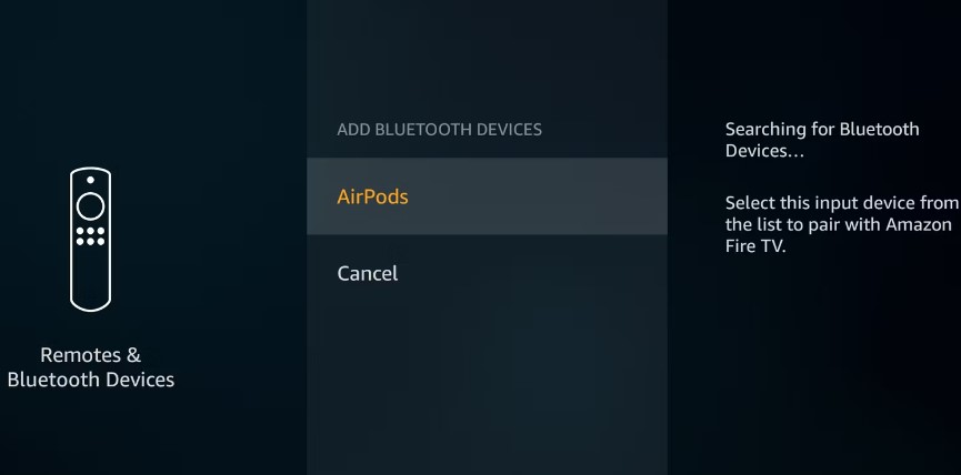 connecting AirPods on Firestick