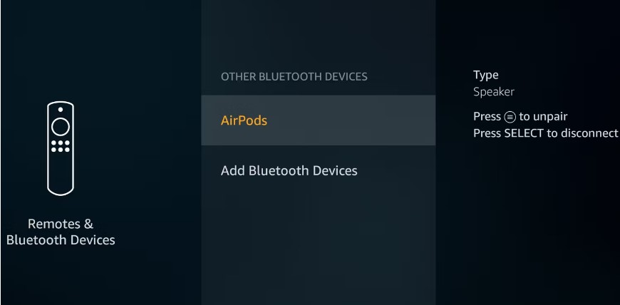 Disconnecting Airpods from firestick