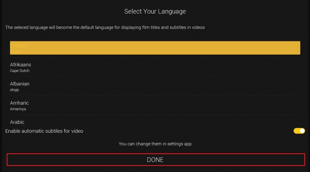 Selecting language for subtitles