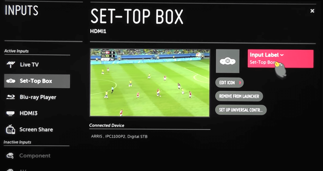 Change input label on LG TV