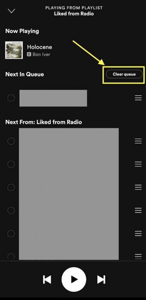 How to Clear Spotify Queue- select Clear Queue.