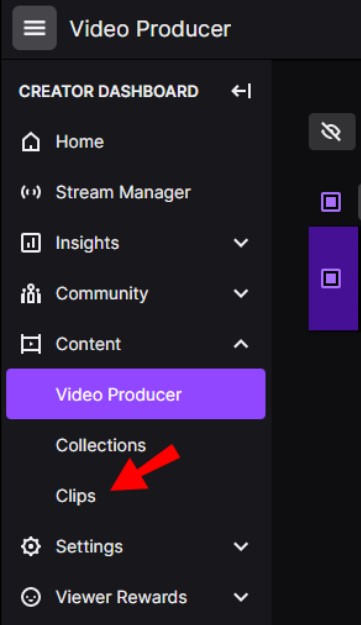 Clips option in Twitch
