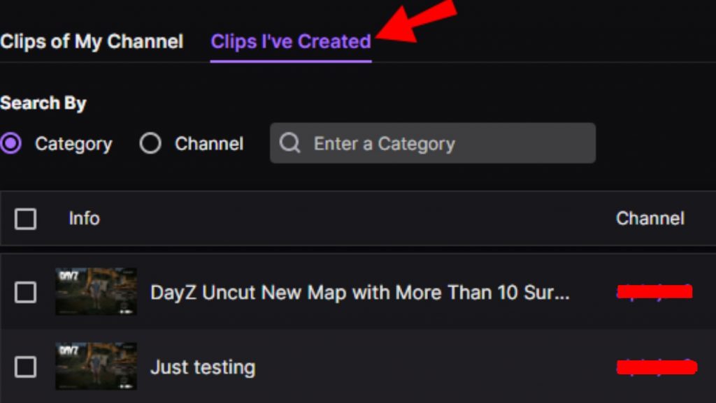 Clips I've created option in Twitch