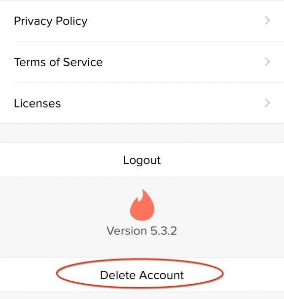 Method to delete message and your Tinder profile