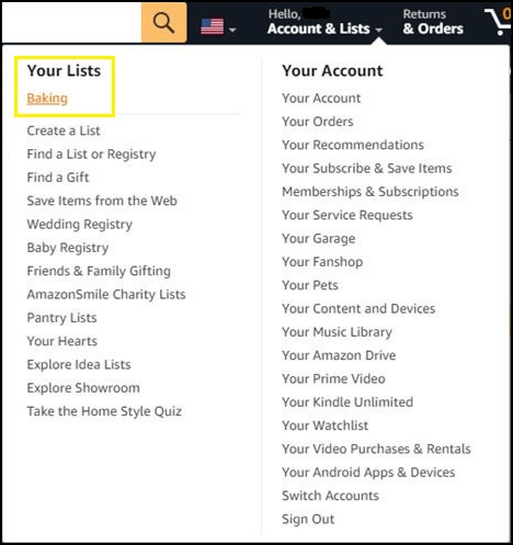 Select Your List from Account & Lists drop down.