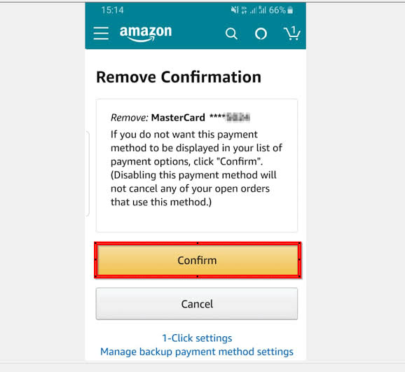  How to Remove Credit Card from Amazon- click confirm 
