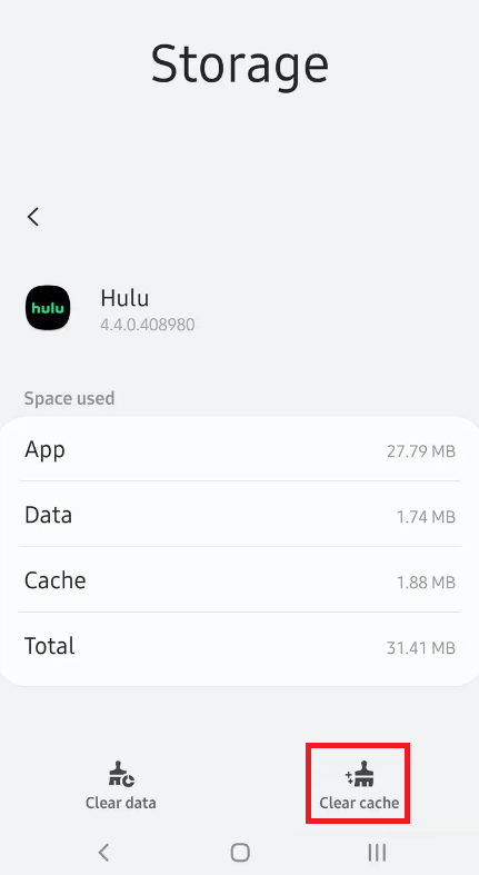 Clear Hulu app cache