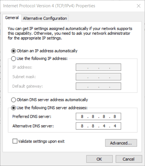 Changing DNS