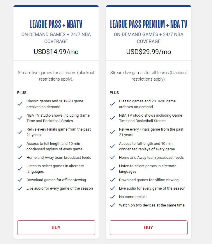 League Pass subscription plan