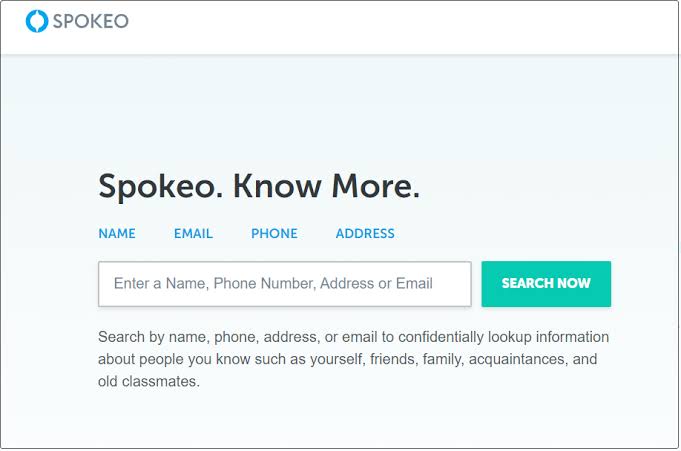 Enter name/ phone/ email/ address on Spokeo