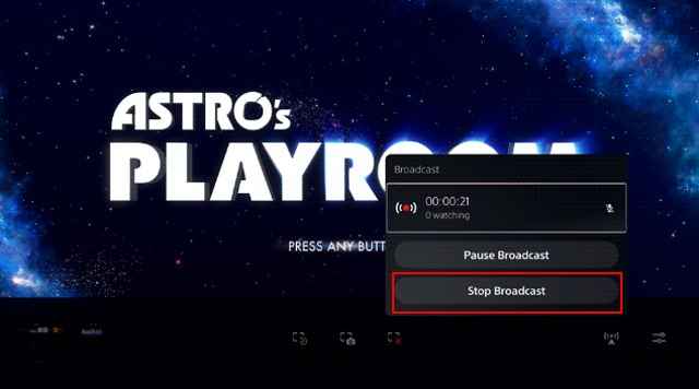 Click Pause Broadcast or Stop Broadcast. 