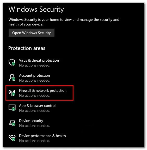 select Firewall and Network protection.