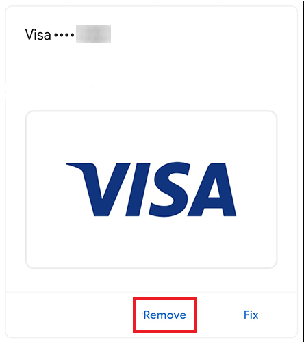 Tap the Remove to delete the credit card from Google Play Store.