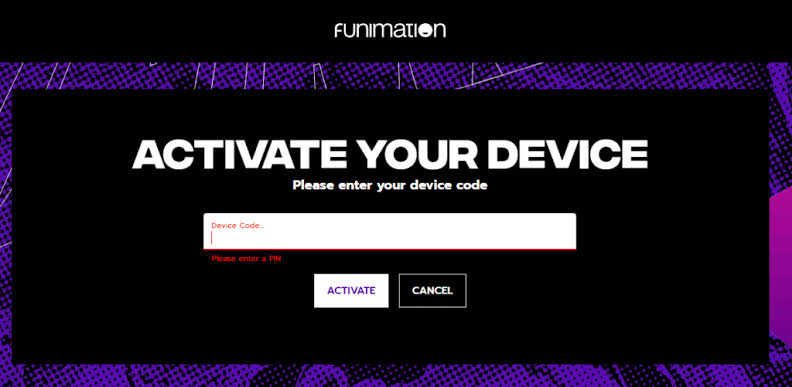 Enter the code to Activate Funimation 