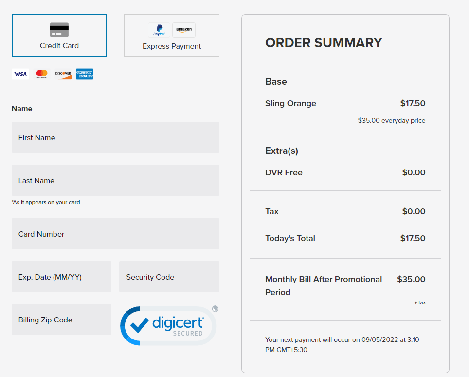 Enter Payment details