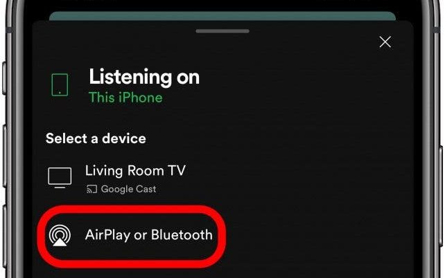  tap on Airplay or Bluetooth option.
