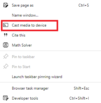 cast media to device - edge browser