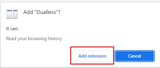 Adding Dualless extension to Chrome