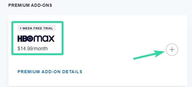 tap on "+" icon to Add HBO Max to Hulu
