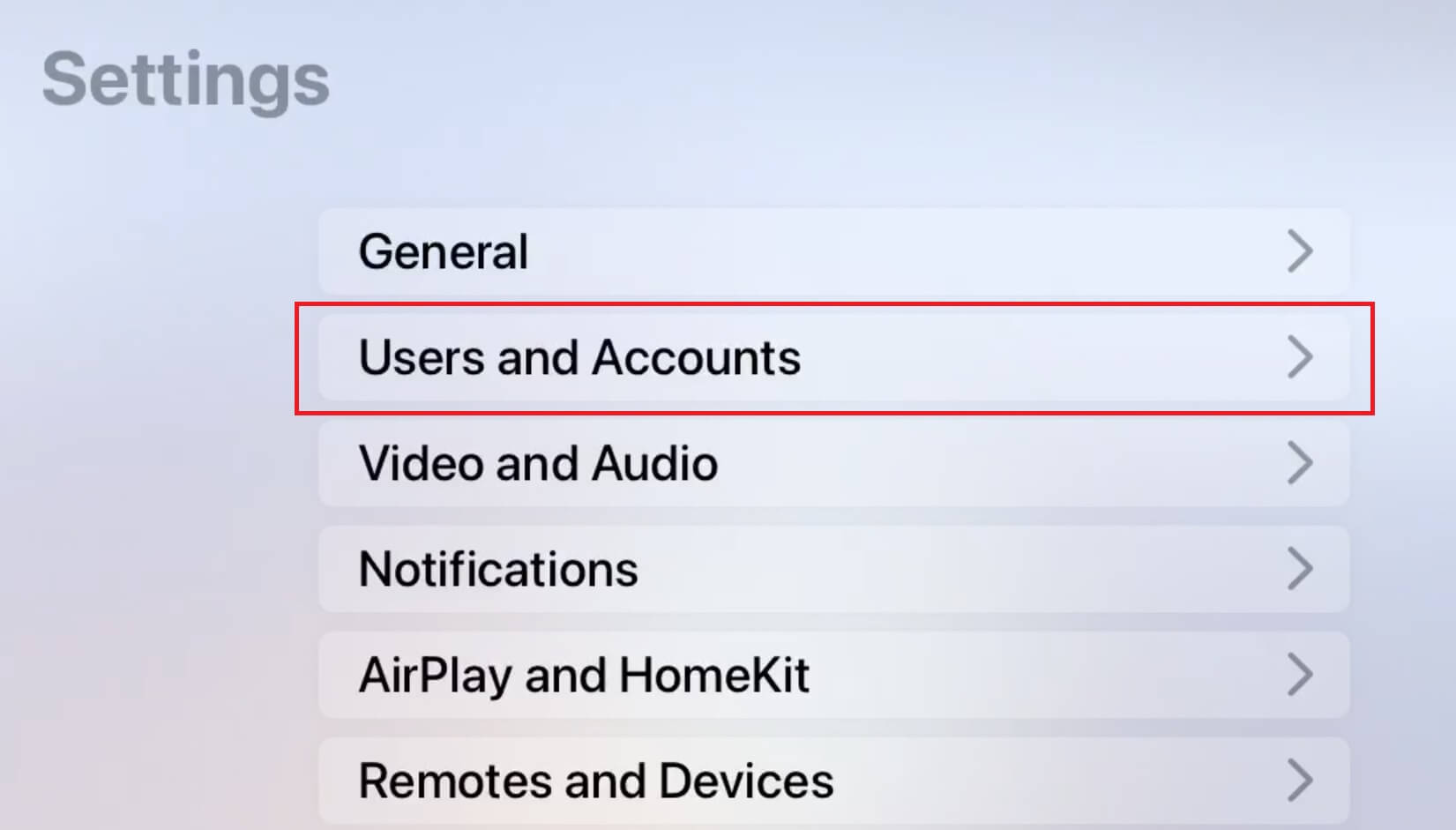 Apple TV Users and Accounts Settings
