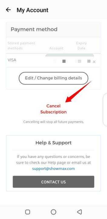 click on cancel Subscription