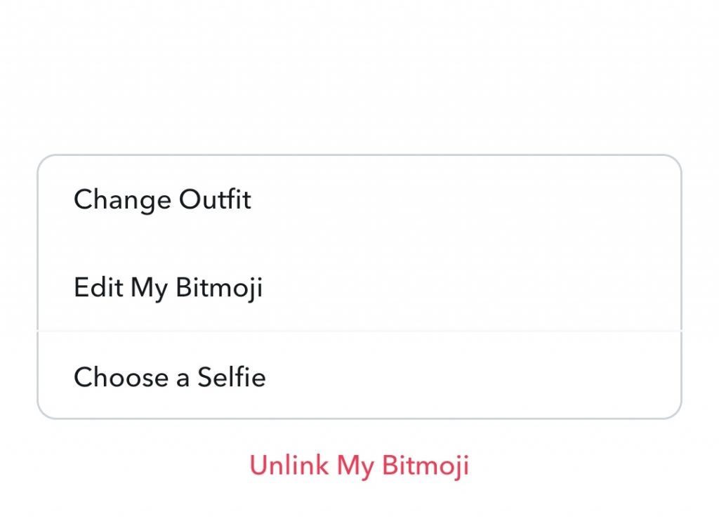 select Unlink My Bitmoji option