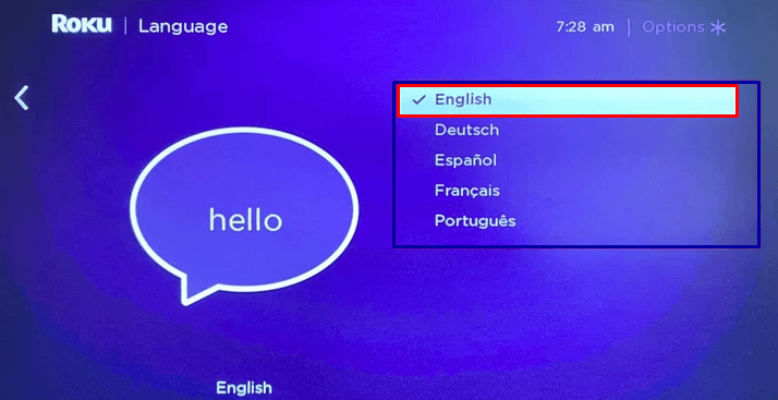 How to Change Language on Roku- Choose the language 