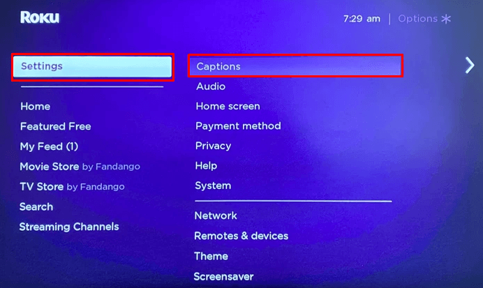 How to Change Language on Roku - choose System>> captions
