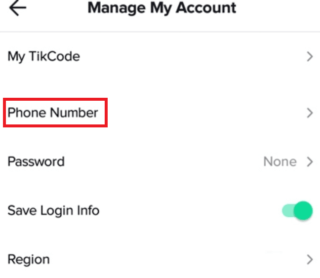 Change Phone Number on TikTok