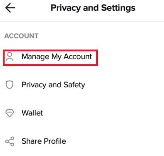  Select Manage My Account .