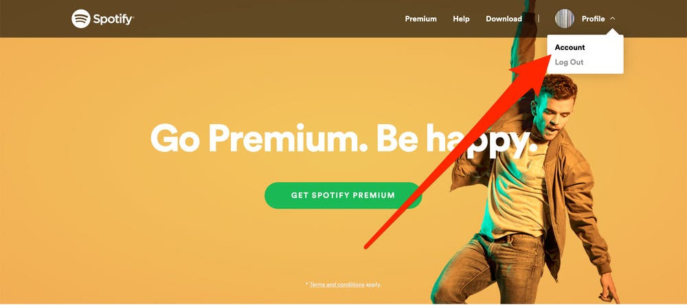 How to Change Spotify Password- select Account