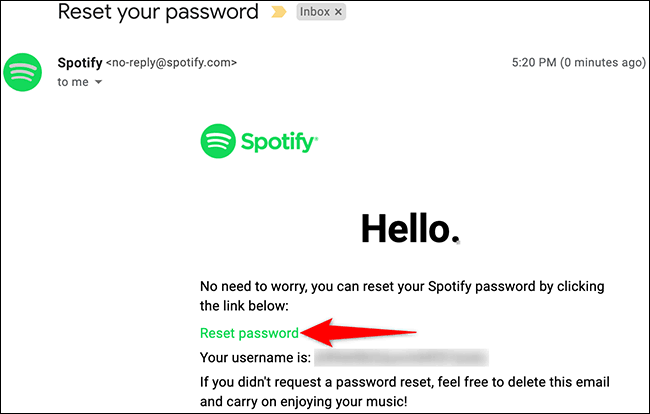  click the Reset Password link.