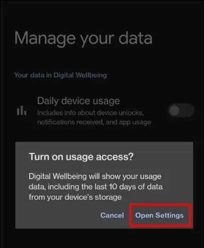  Select Open Settings.