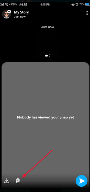 Alternative method to Delete your Snap Story